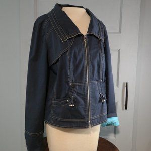 ITW by Claude Brown Zipper Jacket Navy Blue